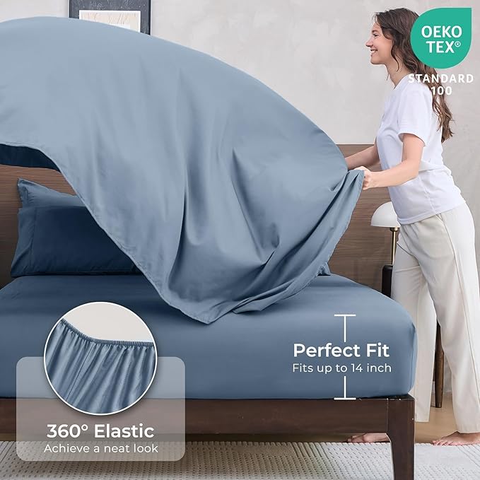 HEVUMYI Dusty Blue Twin Comforter Set - Image 5