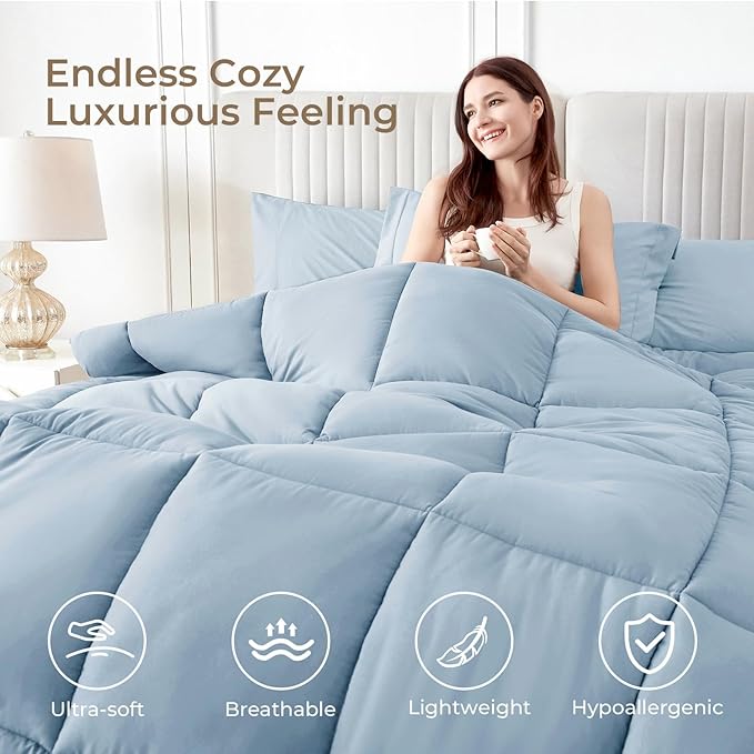 Sasttie King Size Comforter Set, 7 Pieces Bed in a Bag King, Complete Bedding - Image 2