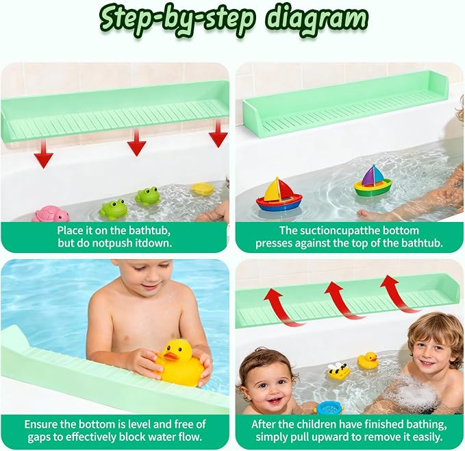 Bathtub Splash Guard for tub Kids& Bath Shelf for Kids – Toddler Bath Tray - Image 8
