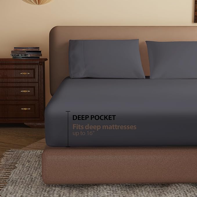 2-Pack 100% Egyptian Cotton Fitted Sheet TwinXL Size, 600 Thread Count Cotton - Image 2