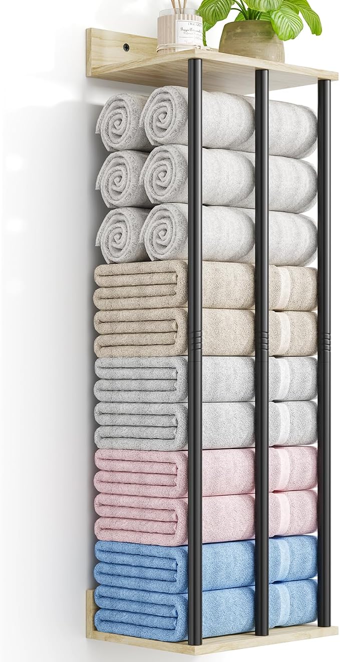 Towel Racks for Bathroom Wall Mounted, 3 Bar Wall Towel Rack for Rolled Towels by WeGXY
