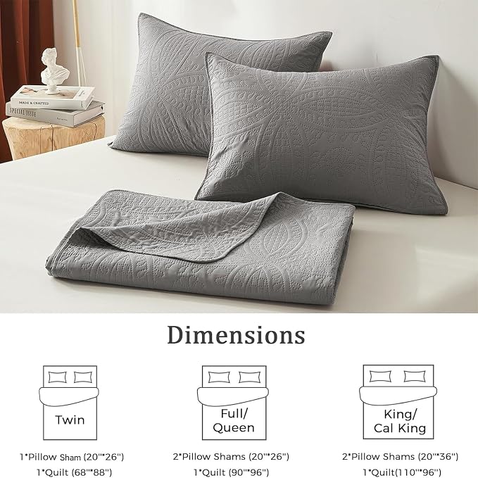 akkialla King Quilt Bedding Set, Lightweight Soft Bedspread Coverlet, Modern - Image 5
