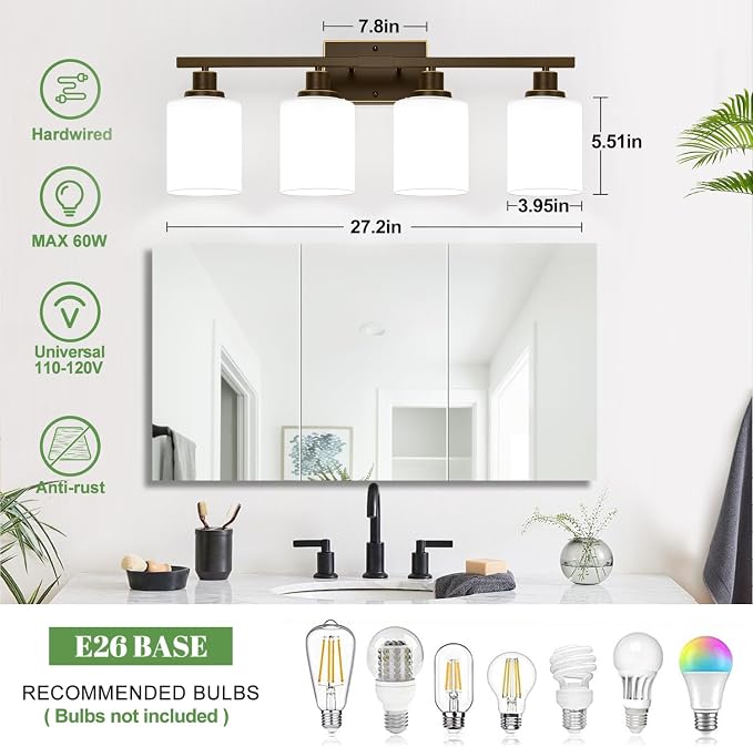 MOKATNG 4-Light Bathroom Light Fixtures, Vanity Light - Image 8