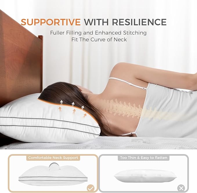SweetNight Bed Pillows King Size Set of 2, Fluffy Luxury Hotel Collection - Image 2