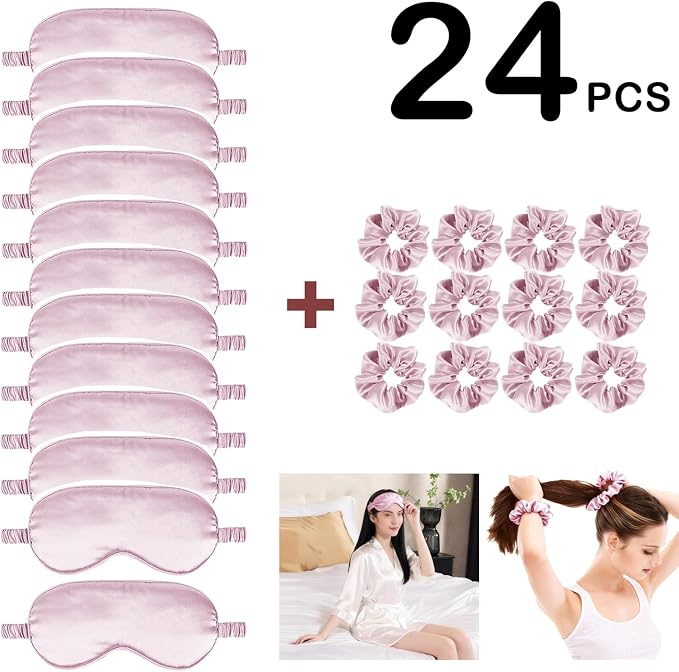 24Pcs Satin Eye Mask Silk Sleep Masks Silky Eyes Cover Blackout Blindfold - Image 2