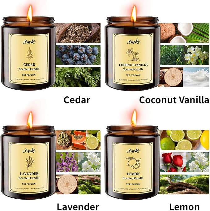 4 Pack 28oz Scented Candles, Soy Wax Jar Candles, Coconut Vanilla, Scented - Image 3