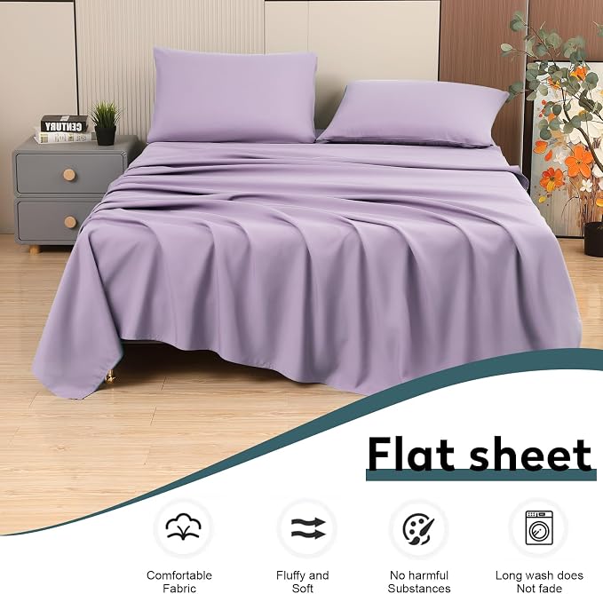 Toodou Soft Silky Touch, Mmost Comfortable and Luxurious Lavender Twin Flat - Image 5