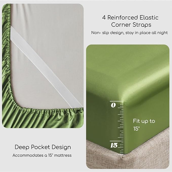 MR&HM Satin Bed Sheets, Full Size Sheets Set - Image 4