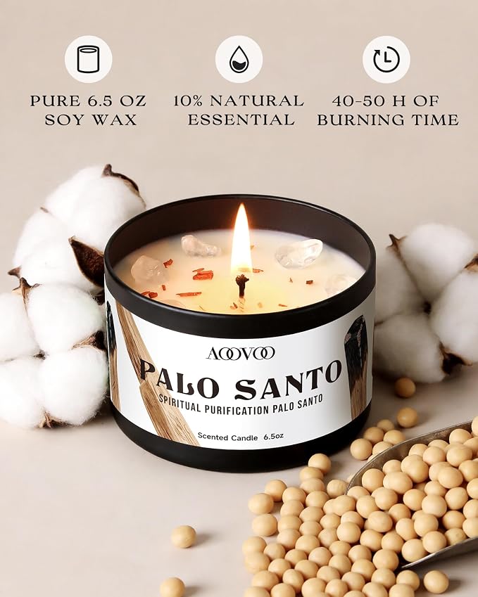 AOOVOO 2 Pack Palo Santo Candles – Cleansing Candle - Image 2