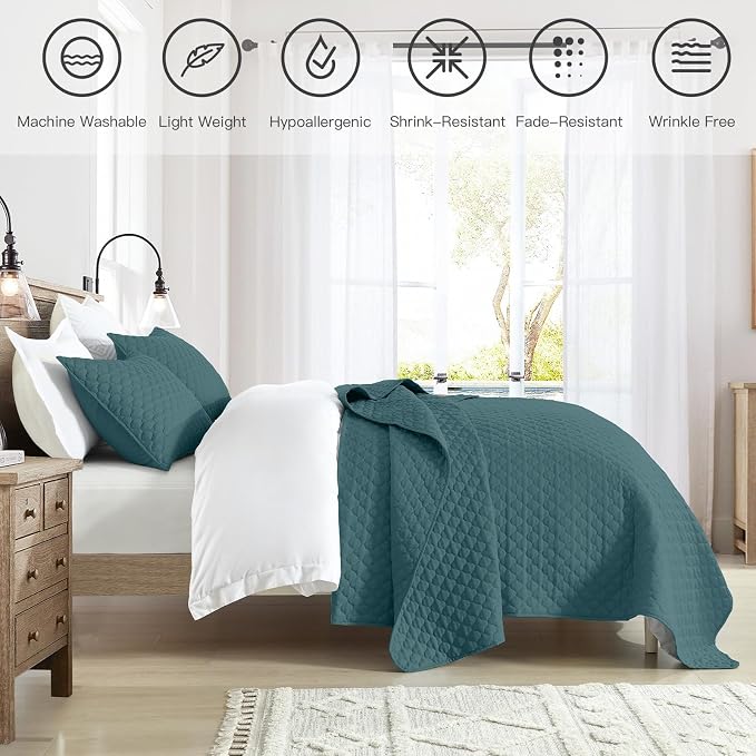 HORIMOTE HOME Quilt Queen Size Teal Blue, Lightweight Quilts - Image 6