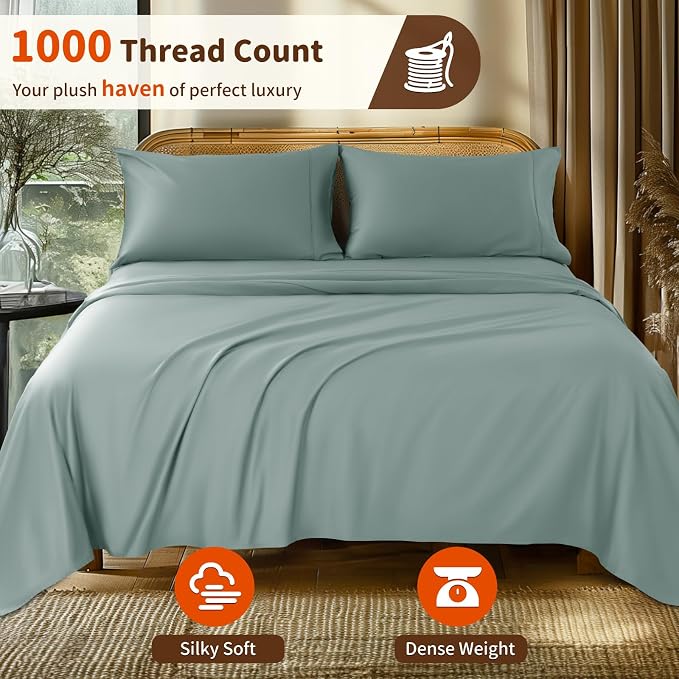 LBRO2M 1000 Thread Count 100% Egyptian Cotton Sheets Set Twin, 3 Piece Sets Bed - Image 2