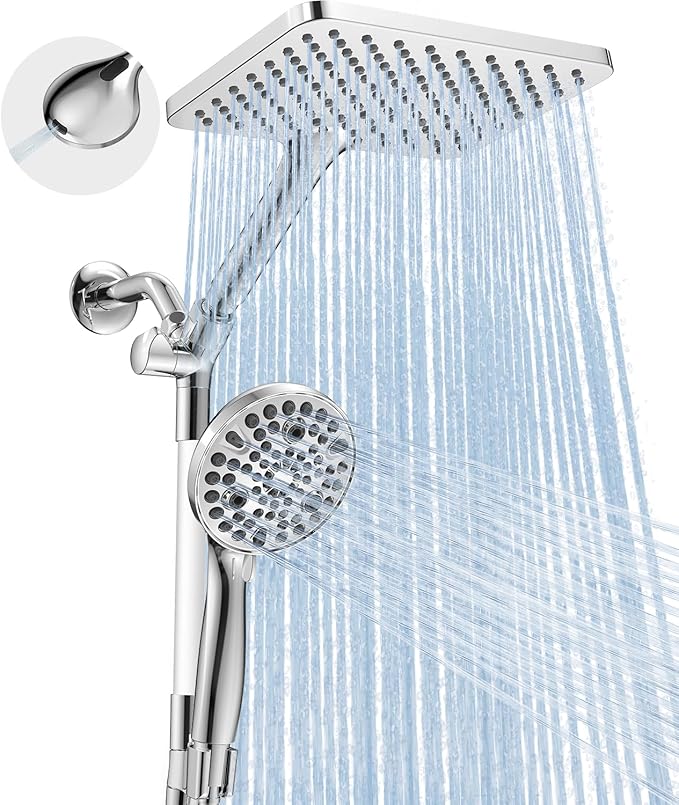 Dual Handheld Shower Head Combo, 2-in-1 Rain Shower Heads System Wide Rainfall by MakeFit