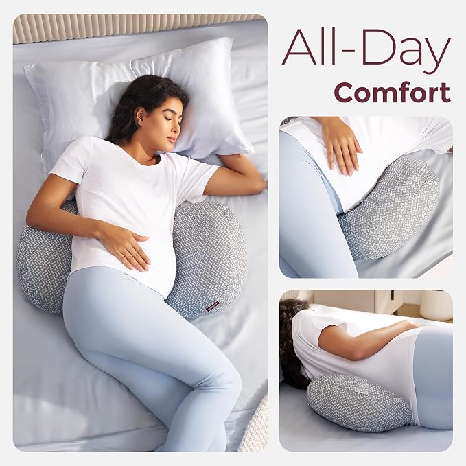 Momcozy Portable Pregnancy Pillow –Memory Foam W Shaped Maternity Great Support - Image 8