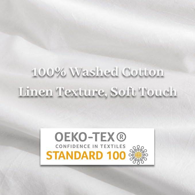 NEXHOME PRO Cotton Duvet Cover Queen Size White, Organic Natural Linen Feel - Image 7