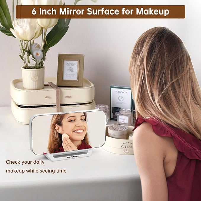 Peakeep Slim Digital Mirror Aesthetic Alarm Clock - Image 3