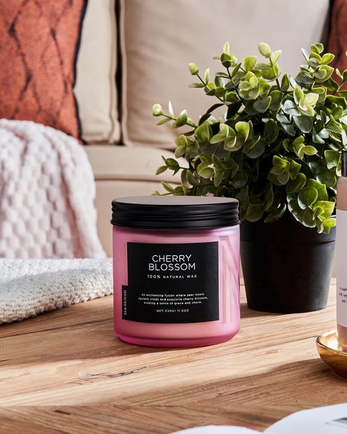 M&SENSE Cherry Blossom Home Scented Candles, 11.6oz Natural Soy Wax, Non-Toxic - Image 8