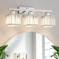 comzler 3-Light Bathroom Light Fixtures Over Mirror, Brushed Nickel Crystal by comzler