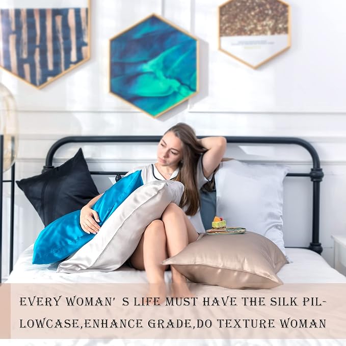 Silk Pillow Cases 2 Pack, Soft Breathable and Sliky Queen Size Pillow Cases Set - Image 7