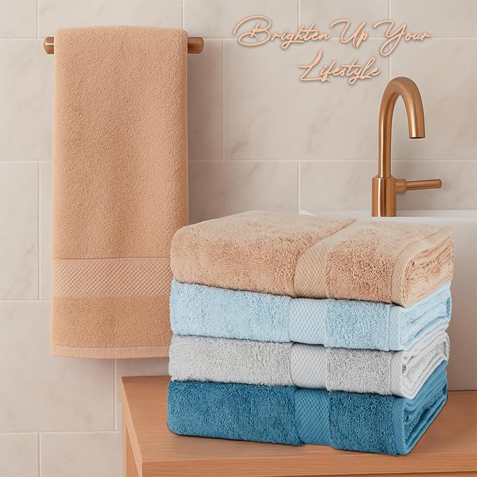 BolBom Towels 4 Pack Medium Bath Towel Set, 27“X54” Inches, 500 GSM 100% Ring - Image 5