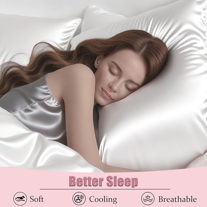 Mulberry Silk King Size Pillow Cases Set of 2, Ultra Smooth Soft Breathable - Image 4