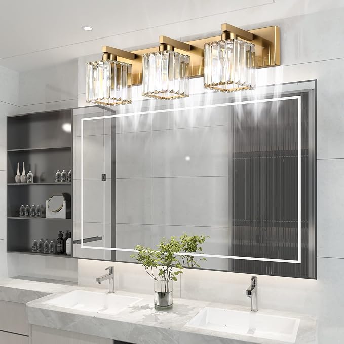 Aipsun Bathroom Vanity Light Fixtures Crystal Vanity Lighting Fixtures Brass 3 - Image 4