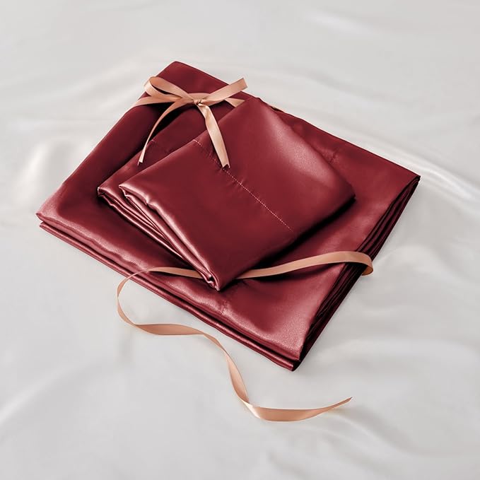BEDELITE Satin Fitted Sheet and Pillowcases Set, Soft Similar to Silk Bottom - Image 6