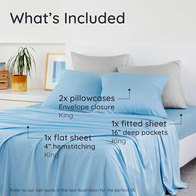 Bambaw 4pcs King Size Sheets Set – 100% Viscose Derived from Bamboo Sheets - Image 2
