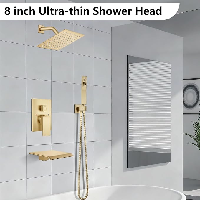 Midanya Shower System with Tub Spout, Bathtub Shower Faucet Set with Square - Image 2