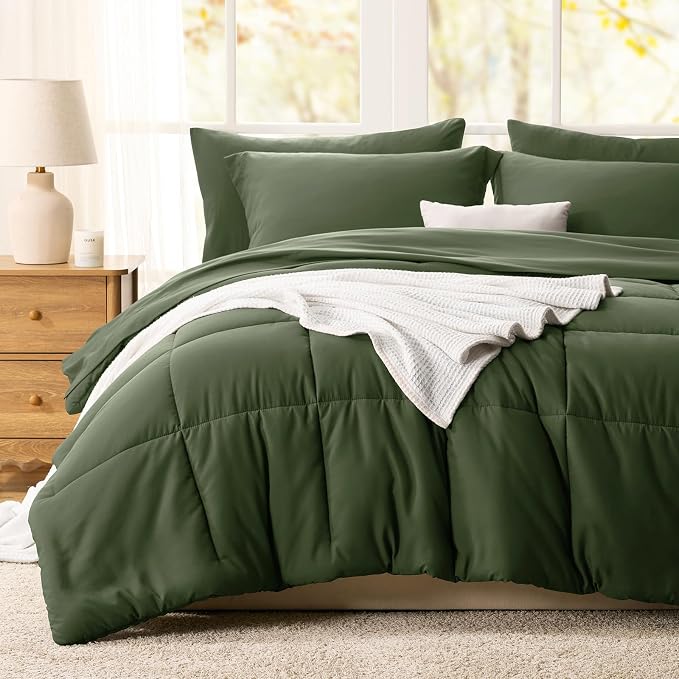 CozyLux Full Size Comforter Sets Olive Green - Image 8