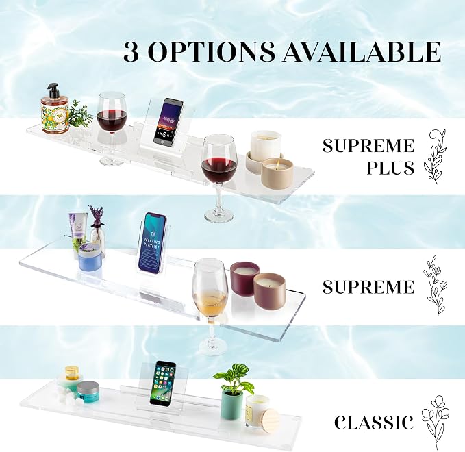 32" Supreme - Clear Acrylic Bathtub Tray Caddy Tub Shelf, Spa Board Luxury - Image 6