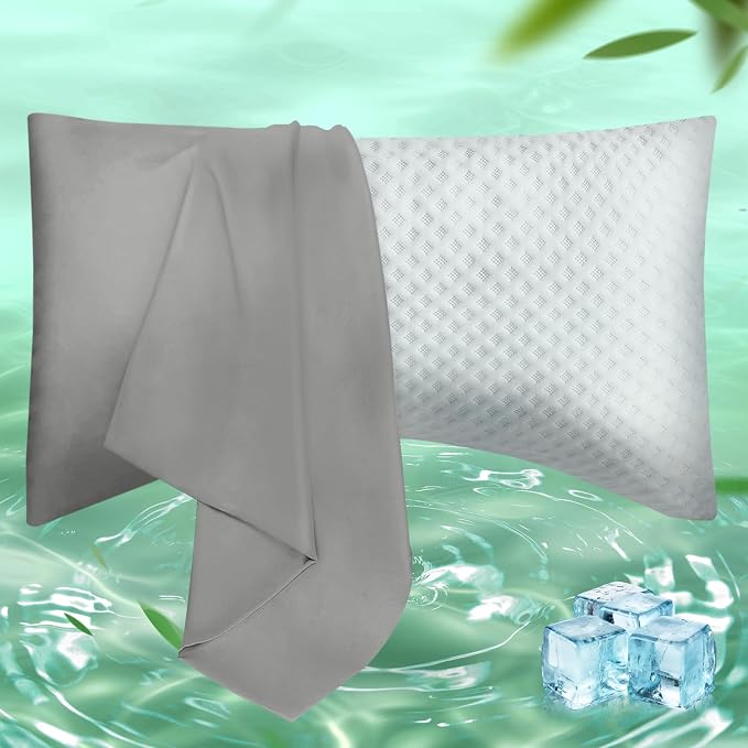 Curved Pillow Case King Size, Side Sleeper Pillow Cases Cover Cooling Rayon by JamRest