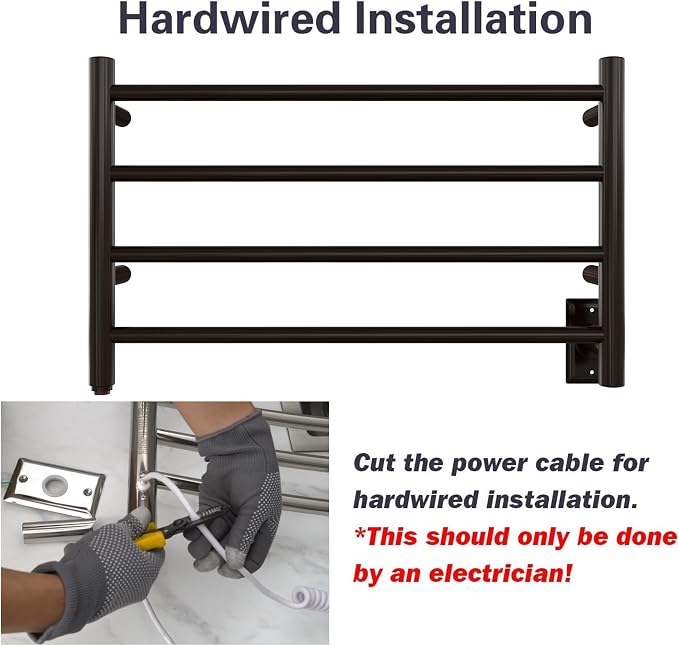 HEATGENE Towel Warmer 4 Bar Towel Dryer Wall-Mounted Plug-in Bath Towel Heater - Image 5