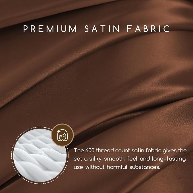 MR&HM Satin Bed Sheets, Full Size Sheets Set - Image 2