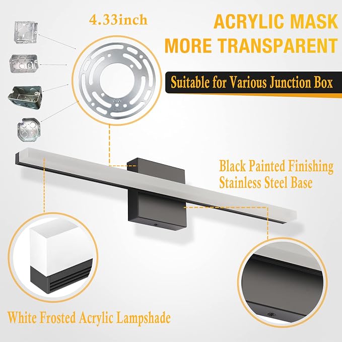 Combuh LED Bathroom Vanity Light Bar Dimmable IP44 Over Mirror Lighting Fixture - Image 4