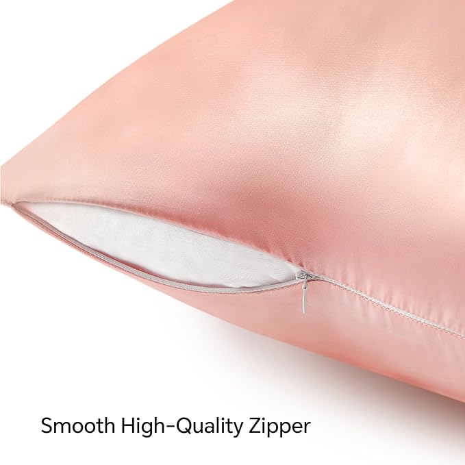 BEDELITE Satin Pillowcase with Zipper 4 Pack, Coral Pillow Cases Standard Size - Image 5