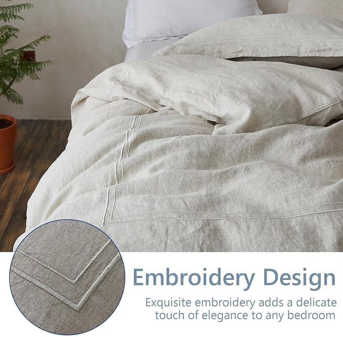 Simple&Opulence 100% Washed Linen Duvet Cover Set 68"x86" - Image 6