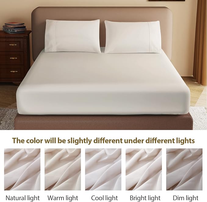 100% Egyptian Cotton Fitted Sheet Queen Size, 600 Thread Count 8-16" Deep - Image 8