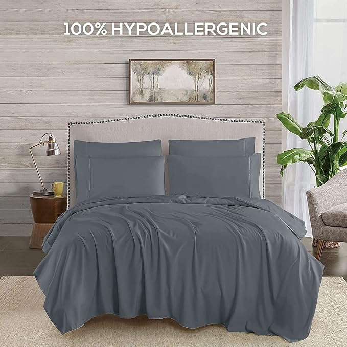 Mueller Luxury 6 PC Full Size Bed Sheets, Super Soft 1800, Deep Pocket up to - Image 5