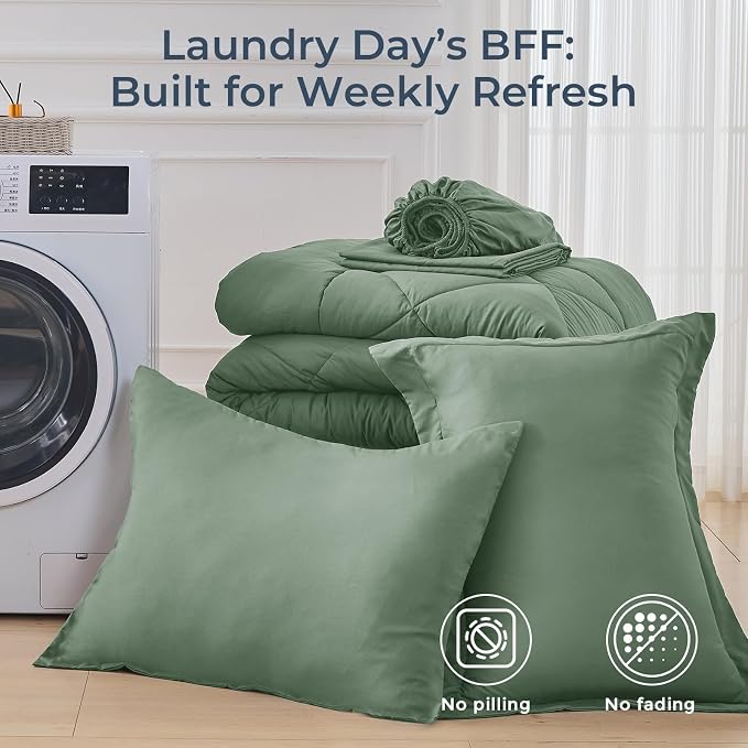 HEVUMYI Sage Green Twin-XL Comforter Set - Image 7