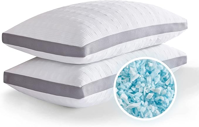 Meoflaw Cooling Pillows Queen Size Set of 2, Shredded Memory Foam Bed Pillows by Meoflaw
