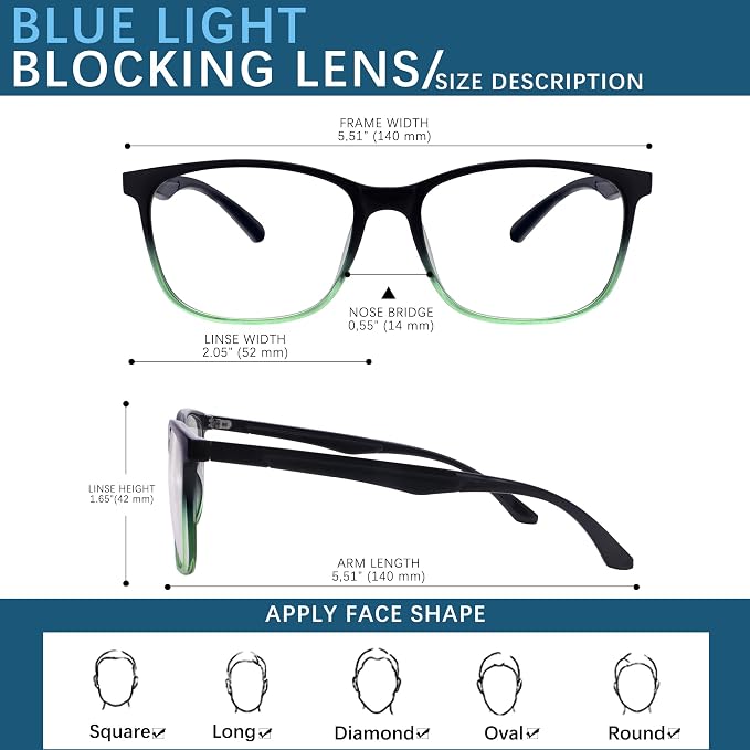 Oilway Blue-Light Blocking Glasses Computer Reading/Gaming/TV/Phones Glasses - Image 3