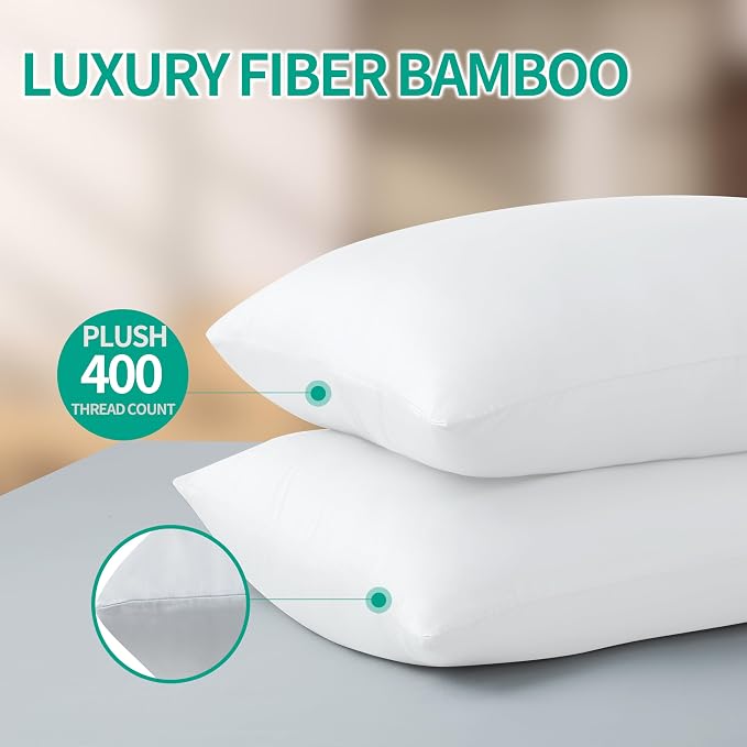 4-Pack Bamboo Viscose Zippered Pillow Cases Standard Size, 400 Thread Count - Image 6