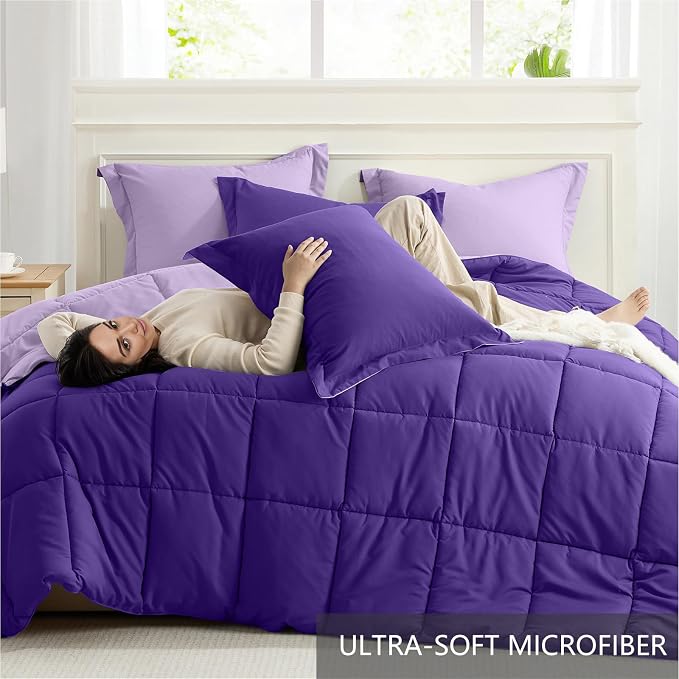 Homelike Moment King Size Comforter Set Purple, Comforters King Size Bed Sets - Image 5