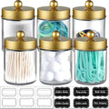 Amolliar 6Pc Apothecary Jars Bathroom Vanity Organizer- Rustic Farmhouse Decor by Amolliar