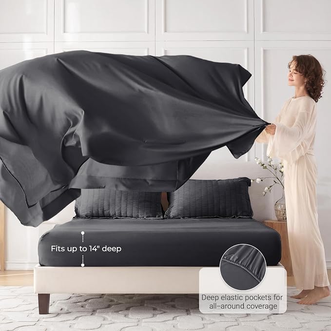MUXHOMO 7 Pieces King Comforter Set, Seersucker Bed in a Bag King Size - Image 3