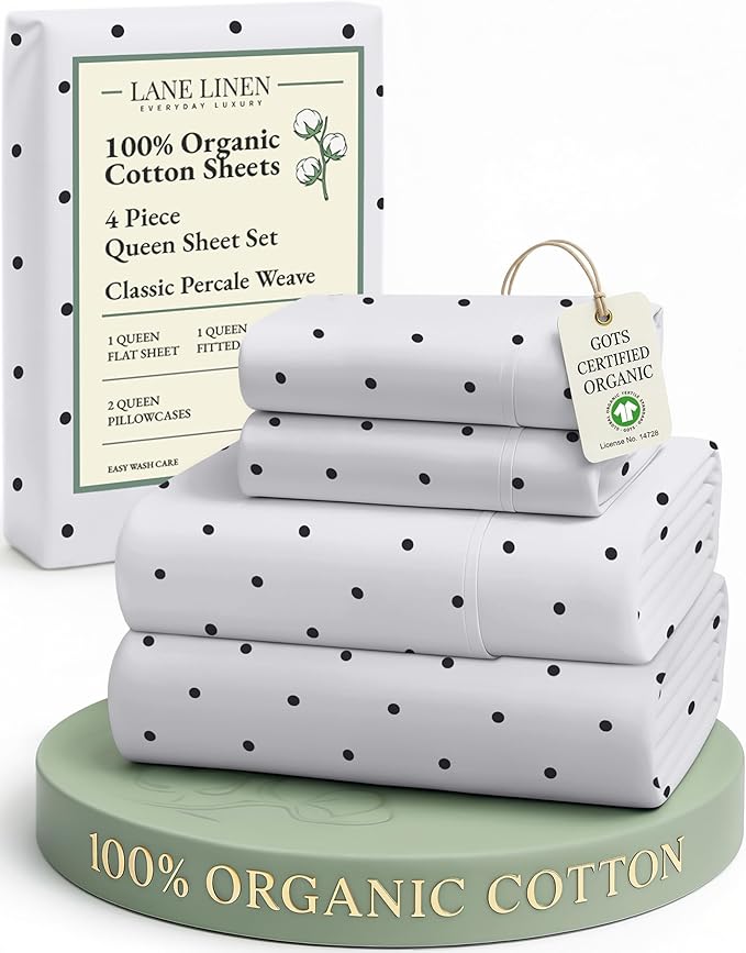 LANE LINEN Eco Friendly 100% Organic Cotton Queen Bedsheet Sets, Luxury Printed by LaneLinen