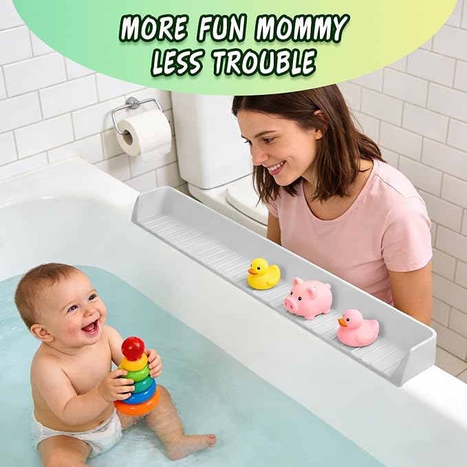 Bathtub splash guard for tub kids& Bath Shelf for Kids – Toddler Bath Tray - Image 4