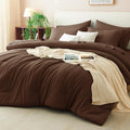 CozyLux King Size Comforter Set Brown, 7 Pieces Bed in a Bag King Comforter Set by CozyLux