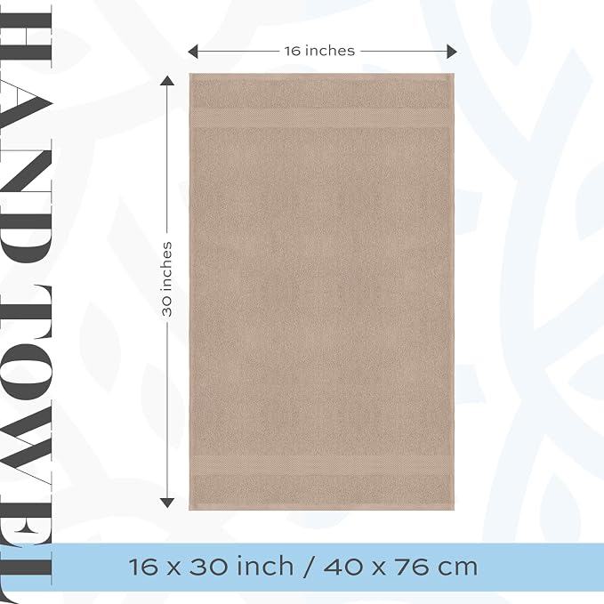 White Classic Luxury Taupe Hand Towels - Image 4