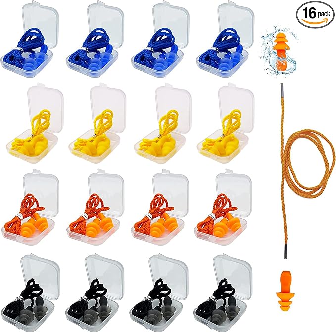 Ear Plugs for Sleeping Noise Canceling, 16 Pairs Reusable Ear Plugs Soft by AXBUS
